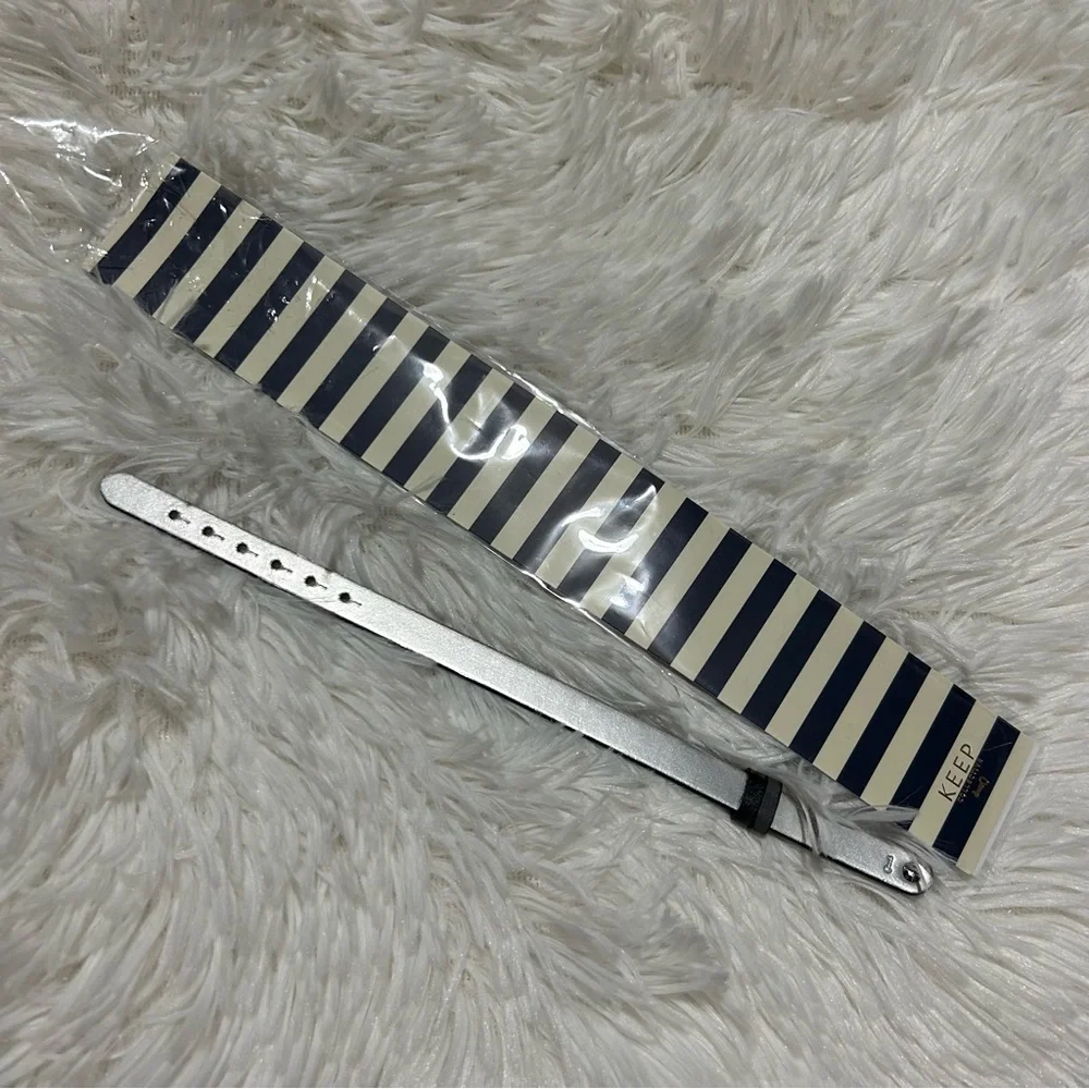 KEEP Collective Single Black Gray Camo & Silver Reversible Leather Bracelet NEW